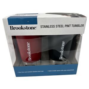 Brookstone Stainless Steel Pint Tumblers 16 oz rust resistant bottle opener NEW